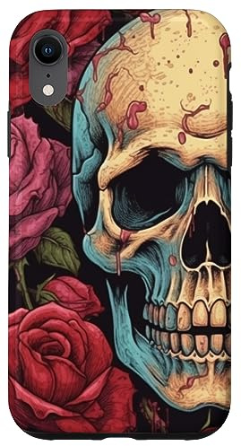 Gothic Skull With Roses Dark Horror Floral Case for iPhone XR