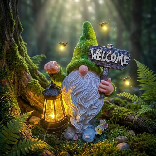 MDIOUM St Patrick's Day Gnome Decorations Outdoor, Solar Leprechaun Decor | Resin Figurine with Solar Light for Garden Patio, Yard Ornament- Mum's Day/Birthday/Chrismtas /Holiday Gift- Luck and Fortune
