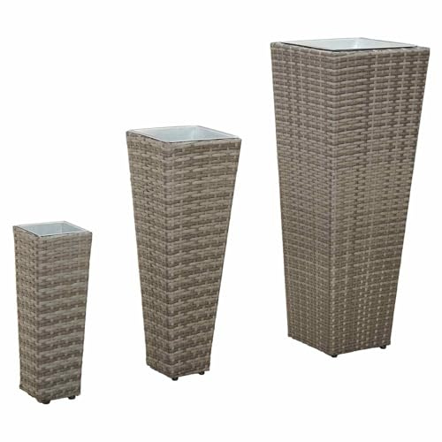 vidaXL 3er Set Modern Metall Pflanzgefäße für Garten und Terrasse | UV-Beständig | Deko-Korb für den Frühling