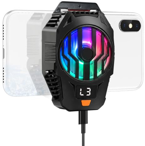 Clip-On Handy-Kühler mit Halbleiter-Kühlung, RGB-Display und 3 Geschwindigkeitsstufen, Gaming Smartphone-Kühler für Live-Streaming, Vlog und Videoanrufe