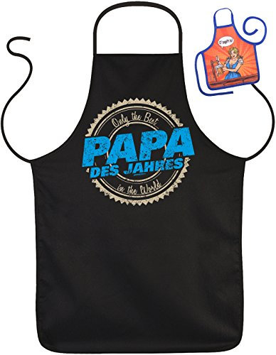 Vater Kochschürzen Set - Grillschürze Papa : Only the Best in the World Papa des Jahres -- Geschenk Schürze Vatertag Geburtstag + Minischürze