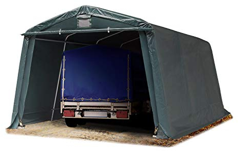 TOOLPORT Portable Garage 3.3 x 4.8 m Carport Tent Heavy Duty PVC approx. 500 g/m² Vehicle Shed compact Storage Shelter 100% waterproof in dark green