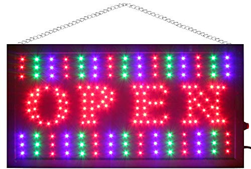 DSL LED Open Welcome Sign, Shop Window Hanging Display (Regular) | Bright Flashing LED Display for Shops, Cafes, Salons and Stores | Ready to Hang with Chain Included for Quick Installation