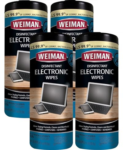 Weiman Electronic Screen Cleaner Wipes - 4 Pack Clean Your Laptop, Computer, TV, and All Electronic Equipment - Electronic Wipes - 30 Count