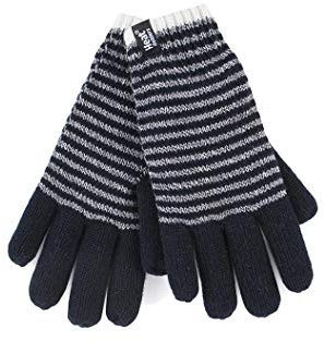 HEAT HOLDERS - Damen Winter Fleece Strick Elegant Norwegermuster Handschuhe (M/L, Black (Oslo))