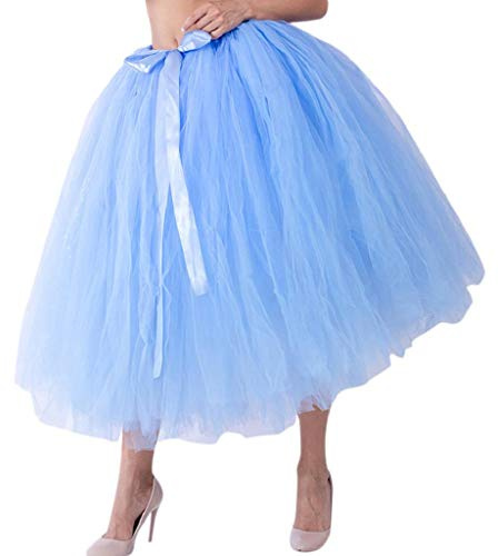 Falda de Tutu Mujer,SHOBDW Malla de Tul En Capas de Dama de Honor Mullido Regalo de La Fiesta de Bodas Traje de Baile de Princesa Falda Burbuja de Maternidad Falda(Azul Claro)