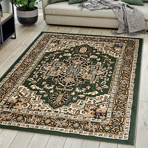 Carpeto Rugs Teppich Orientalisch Grün Klassisch Muster Kurzflor Öko-Tex Wohnzimmer 200 x 300 cm