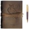 Leder Notizbuch A5 Tagebuch Journal Geprägt Eule Handgefertigte Reisetagebuch, Vintage Notebook Für Männer Frauen Antik Rustikal Echtes Leder 21X15Cm Geschenk Sketchbook Reisende Travelers Notebook