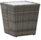 vidaXL Mesa de Centro Mesita Patio Balcón Café Merienda Rectangular Mueble para Exterior Terraza Ratán Sintético Vidrio Templado Gris