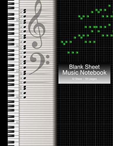 Blank Sheet Music Notebook: Music Manuscript Paper / White Marble Blank Sheet Music / Notebook for Musicians / Staff Paper / Composition Books Gifts * Large * 12 Stave * 101 pages