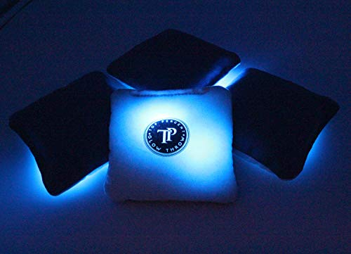 Top Percent Leuchtende Cornhole Bags mit LEDs, reguläre Größe und Gewicht für Wettbewerbe, Set mit 4 doppelseitigen Sitzsäcken, Hinterhofspaß für Familie und Freunde (blau)