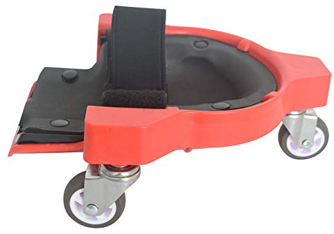 Rollende Knieschoner für die Arbeit, multifunktionales Schiebe-Knieschoner mit Rädern und verstellbarem Riemen, Knierolle für Lackierarbeiten, Autoreparatur und Wartung, rot, 1 Stück