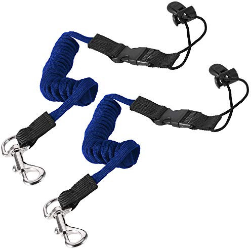 POFET 2PCS Kayak Rod Leash Paddle Safety Boat Fishing Rod Leash Universal Paddle/Fishing Rod Leash Kayak Accessories Length 21″-61″(Dark Blue)