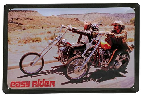 Plaque en tôle rétro de 30 x 20 cm compatible avec cyclomoteurs Easy Rider, fans de moto, atelier décoratif, garage, tôle d'acier gaufrée