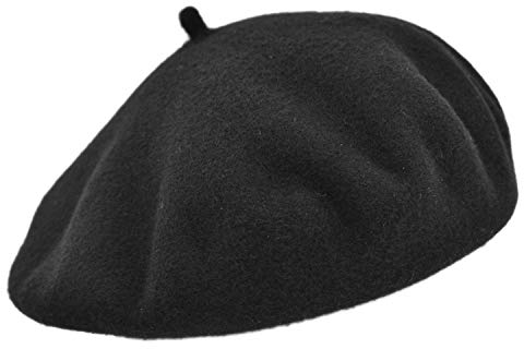 Melegari Baskenmütze, super Basque, italienische Beliebtheit, Federico, 100% Wolle, (Schwarz, 55)