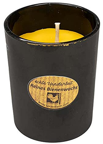 Kerzenfarm Hahn Bienenwachs Kerze im Votivglas, schwarz