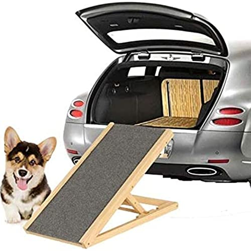 Holz-Hunderampe Katzen Rampe, 70cm Lang Hölzerne Hundetreppe für Bett oder Sofa, für Auto Höhenverstellbar Hunderampe Für Auto Für Großen Hund Haustier Rampe