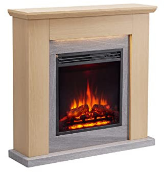 FLAMME Stratford Fireplace with 35 surround with 2kW Fireplace Heater Natural Oak Multiple Colours Available