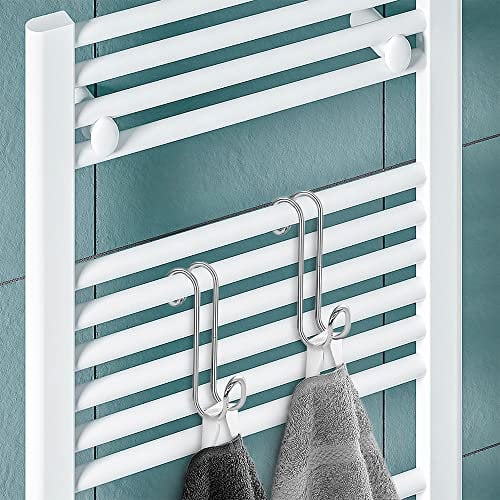 Inbagno Ganci termoarredo Bagno - Set 2 Pezzi in Acciaio, L 3,6 x H 14,5 cm, Ideali per scaldasalviette e Box Doccia