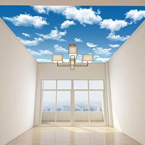 BZZB Papier peint en trois dimensions ciel bleu ciel blanc nuage papier peint plafond mural plafond salon chambre hôtel papier peint non tissé-450cmx300cm