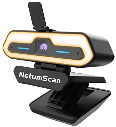 NetumScan Cámara Web Full HD 1080P/60fps Ajuste de luz Tricolor Micrófono estéreo Enfoque automático Anti-Peeping Adecuado para FaceTime, Skype, Hangouts