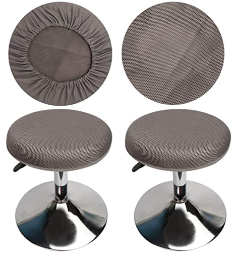 HuaLiSiJi Hockerbezug Rund Grau Barhocker Bezug Rund für Hocker, Waschbar Pflegeleicht Atmungsaktiv und Langlebig, für 30-40cm Runder Hocker Durchmesser (Grau, 2)