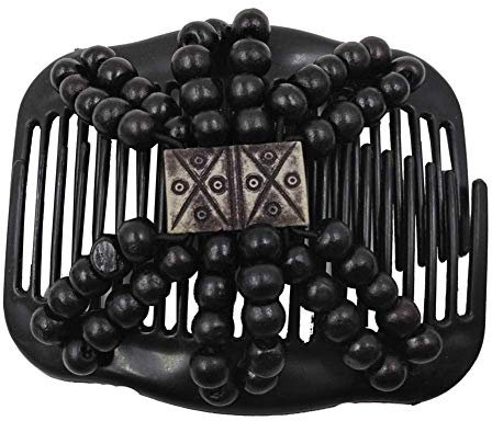 Femmes magiques perles en bois double pince à cheveux extensible peignes à cheveux clips noirs Practical Processed