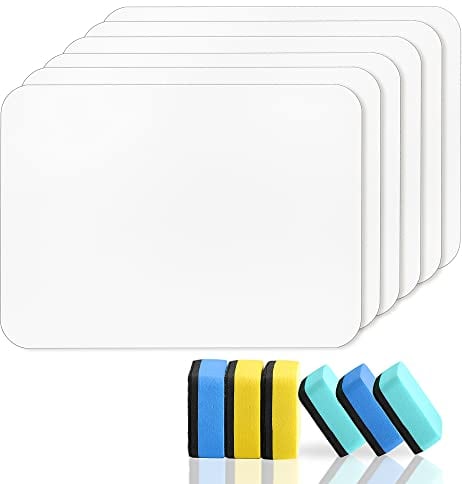 6 Stück kleine weiße Tafeln, 22.9x30.5 cm, doppelseitig, trocken abwischbar, Laptop, Mini-Kinder-Whiteboard mit 6 trockenen Radiergummis für Kinder, Studenten, Lehrer, Zuhause, Büro CP0506
