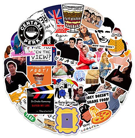 LYLSDSB 50 Stück TV-Show-Fans, Freunde, Vinyl, wasserdichte Aufkleber für Laptop, Wasserflasche, Skateboard, Gepäck, Stoßstange, Gitarre, Computer, Fahrrad, Motorräder, Autos, Kinder, Erwachsene