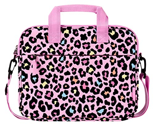 Choco Mocha 12.5 Zoll Kinder Tablet Tasche, Tablet Tasche Hülle für Fire HD 10 8, Fire 10 8 iPad, Kids Tablet Bag, Leopard-rosa