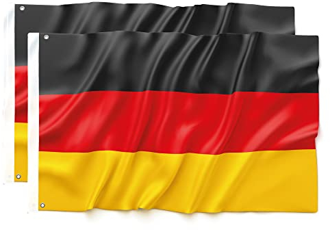 Bandera de Alemania 90 x 150 cm – Ultra resistente, doble función con 2 ojales y trabilla para mástil, bandera nacional alemana (1)
