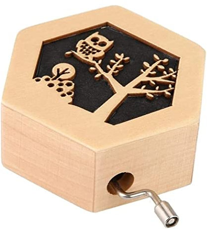 VCADEN Spieluhr Vintage Spieluhr Holz Hand Shake Spieluhr Wind Up Spieluhr Für Weihnachten Geburtstag Spieluhren Geburtstagsgeschenk (Color : Noir, Size : 4 * 3.5cm)