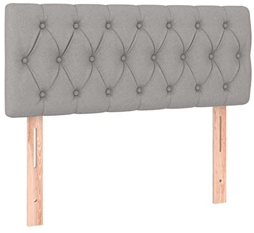 vidaXL Kopfteil, Bettkopfteil mit Holzbeinen, Höhenverstellbar Polsterkopfteil für Bett, Betthaupt Bettzubehör Schlafzimmer, Hellgrau 90x7x78/88cm Stoff