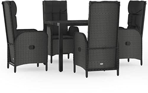 Festnight Rattan Essgruppe 4 Personen mit Gartenstuhl Verstellbar,Rattan Gartenmöbel Set Sitzgruppe Garten 5-TLG.Type7 Gartenmöbel Essgruppe Tisch 4X Stuhl + Tisch Gartengarnitur Terrassenmöbel