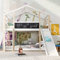 Kehun Etagenbett Kinderbett 90 x 200, Hausbett für 2 Kinder, Hochbett Holzbett mit Lattenrost und Rutsche & Leiter, Baumhaus Bett mit Rausfallschutz, Natur & Weiß, Ohne Matratze