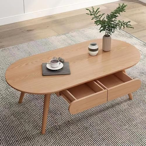 DELURA Couchtisch Mit Zwei Schubladen,Kleiner,Ovaler Couchtisch