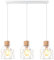 iDEGU 3-flammig Hängelampe Vintage aus Holz Metall Lampe im Industrie Design Käfig Lampenschirm E27 Deckenleuchte Retro Pendelleuchte für Esszimmer, Küche, Wohnzimmer (Holz, Balken, Weiß)