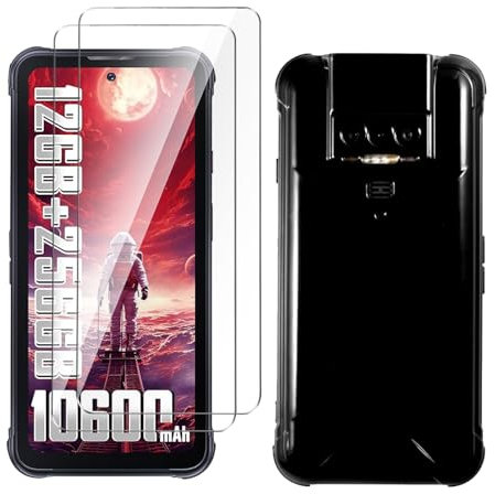 LYZXMY Funda para CUBOT Kingkong 8(6.52) Negro Carcasa +2 Protectores de Pantalla de Vidrio Templado, Carcasa Suave de Silicona TPU, dureza 9H, Protector de Pantalla de Vidrio Templado