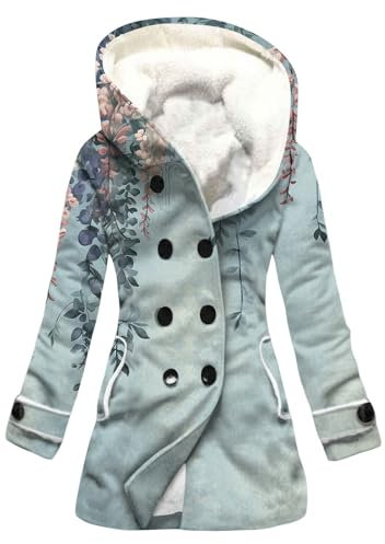 KONG JIMFAN Steppjacke Damen Jacket Regenanzug Damen Steppmantel Dünn Trachtenjacke Damen Regenjacke Damen Lang Regenjacke Damen Wintermantel Große Größen Damen Strickjacke Damen(Blue,S)