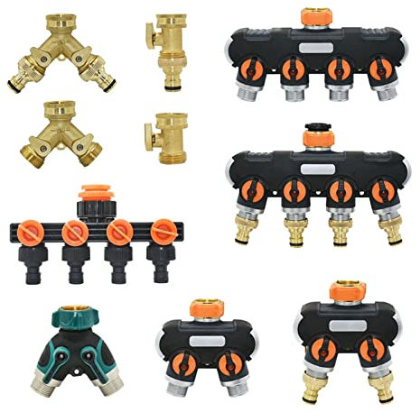 ERBRA 3/4-Zoll-2/4-Wege-Messing-Kunststoff-Gartenschlauch-Splitter Y-Typ-Bewässerungsanschluss-Verteiler for Wasserhahn und Wasserhahn im Freien 1St (Color : D)