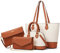 Bagsure Handtasche Damen Schultertasche Handtaschen Tragetasche Damen 4-teiliges Set für Büro Schule Einkauf Reise Geschenk (Beige Braun)