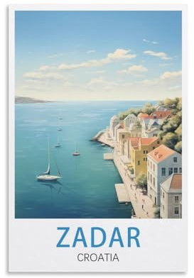 NGeniC Zadar Vintage-Reiseposter, Motiv: Kroatien, 20 x 30 cm, Kunstdruck auf Leinwand, für Wohnzimmer, Schlafzimmer, Heimdekoration, moderne Kunst