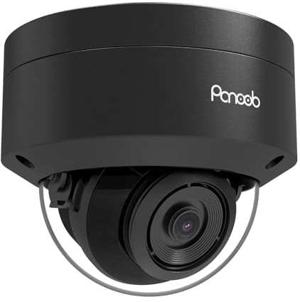 PANOOB - 5MP PoE IP Dome-Kamera, vandalensicher, 2,8 mm 110° Weitwinkel, H.265 Sicherheits-PoE-IP-Kamera, 30,5 m IR-Nachtsicht, IP66 IK10-Widerstand, KI-Menschenerkennung,