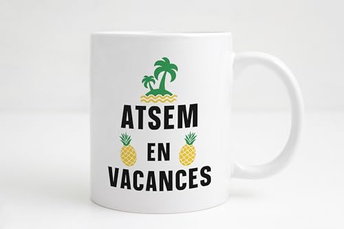 Groovy crea Mug super atsem - cadeau fin d'année scolaire - Tasse a café original atsem - Ne pas déranger atsem en vacances - Idée cadeau personnalisé atsem retraite noël