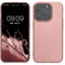 kwmobile Case Compatible with Apple iPhone 15 Pro Case - Soft Slim Metallic TPU Silicone Cover - Metallic Rose Gold