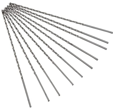 Extra Langer Spiralbohrer, 10 Stück, Extra Lange HSS-Bohrer, Schnelles Bohren, Hohe Genauigkeit, Hohe Härte, Stabile Leistung, Bohrer mit Langer Länge