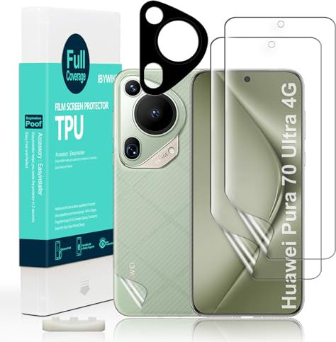 Ibywind 2 Piezas Protector para Huawei Pura 70 Ultra 4G 6.8 + Protector de Cámara y Trasera de Fibra de Carbono - Hidrogel TPU