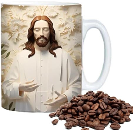 Taza de café de Navidad, taza de café pintada con gráfico | Taza de agua de cerámica con escena de la belén 3D, taza de café elegante de 11 onzas, tazas de bebida para café, té, chocolate caliente,