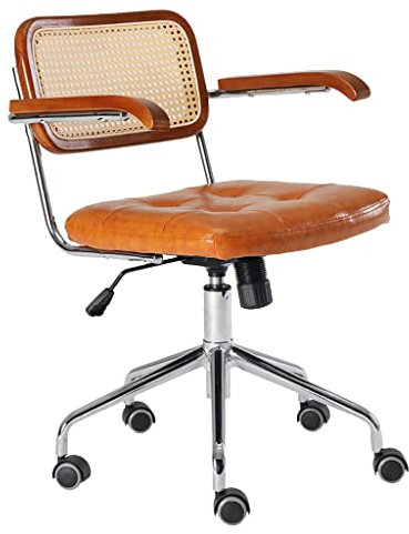 HAQMG Sessel Wohnzimmer Btirostuhle Rattan Gaming Stuhl Retro Sessel mit Rollen, Gaming Sessel PC Chefsessel Bürostühle mit Armlehne for Wohnzimmer, Balkon, Schlafzimmer(Orange)