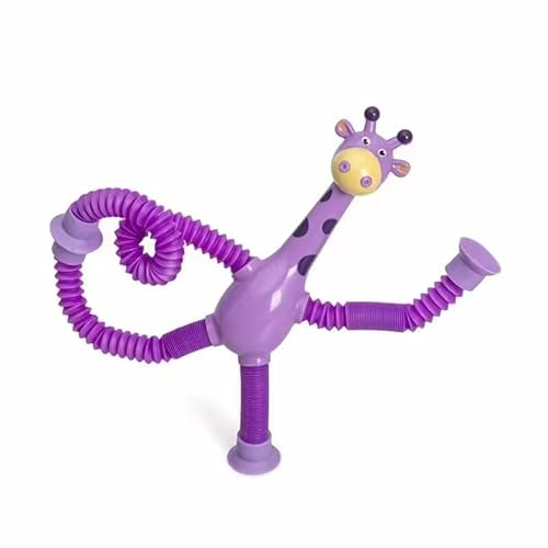 YINZZTRY Telescopic Suction Cup Giraffe Toy, Giraffe Pop Röhren Sensorik Spielzeug, Cartoon Teleskop-Rohr Giraffe, Teleskop Saugnapf Giraffen Spielzeug, Für Jungen Und Mädchen, 4 Stück